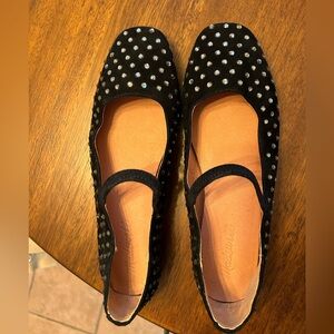 Madewell Greta black suede studded flats
